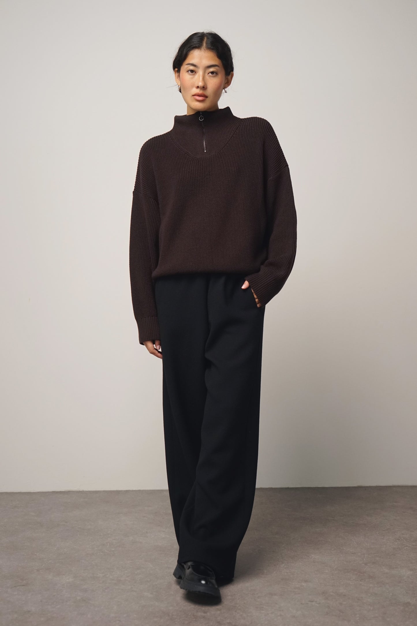 Pullover zip | cacao (1 Stk verfügbar)