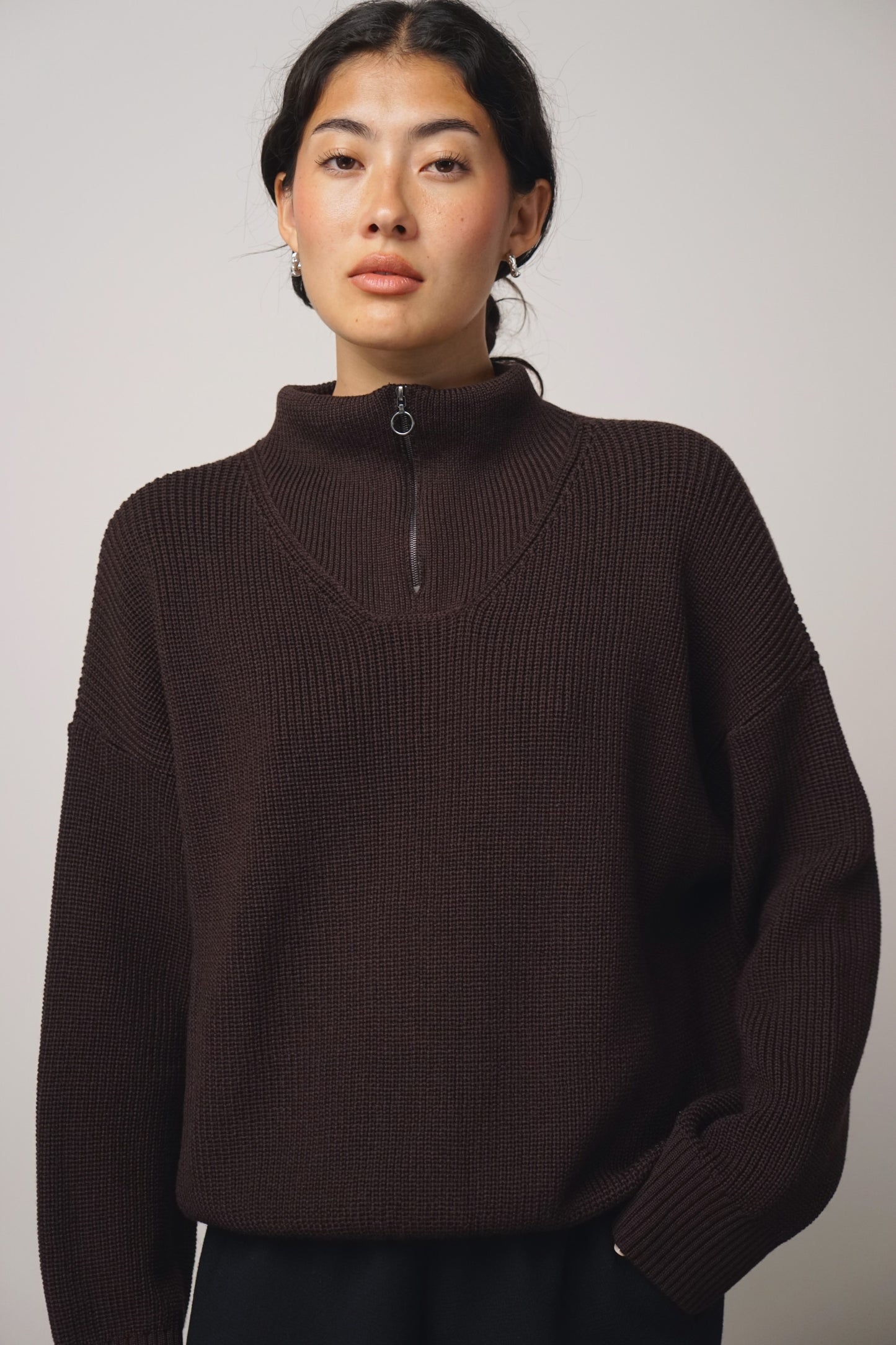 Pullover zip | cacao (1 Stk verfügbar)