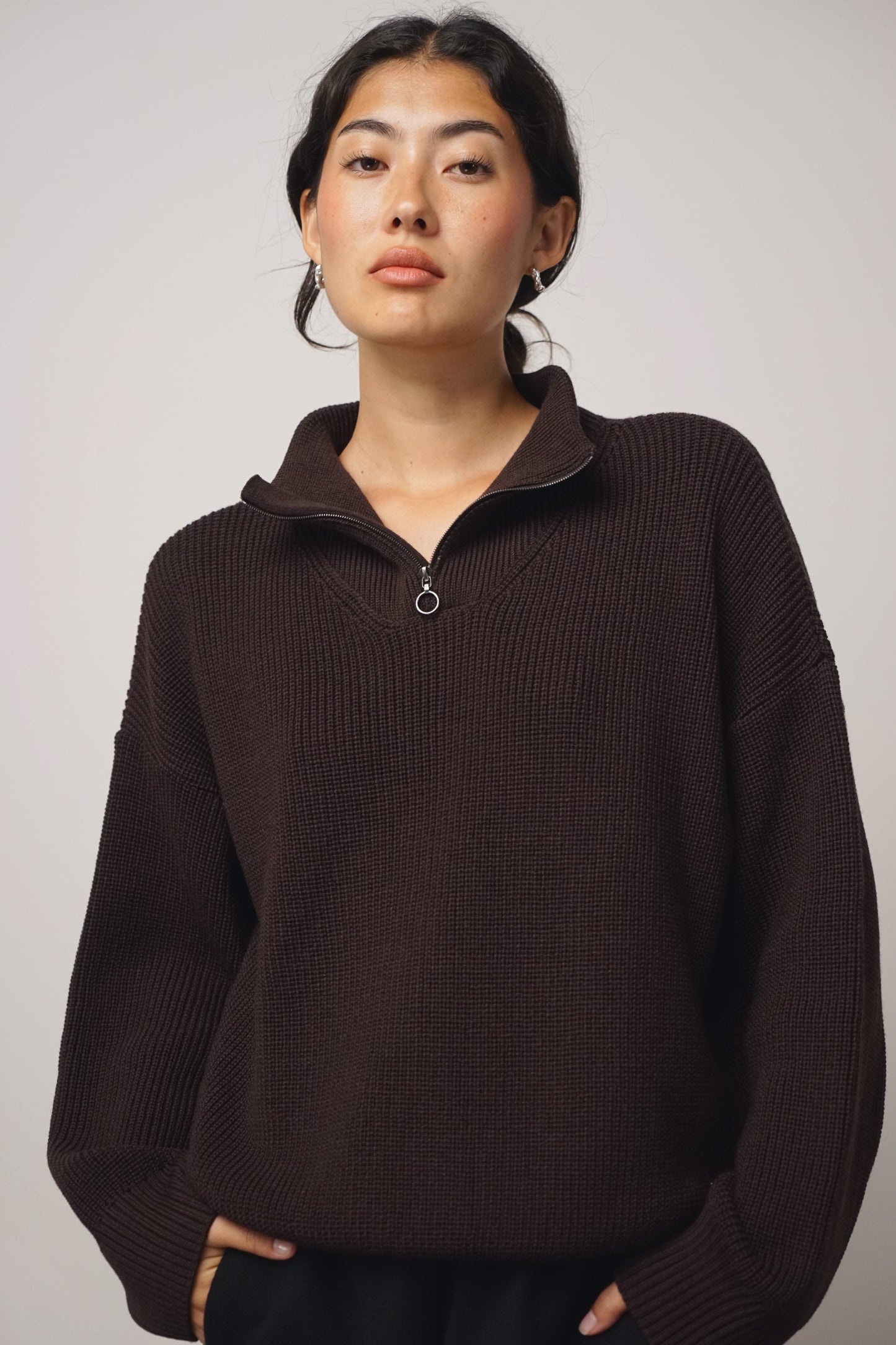 Pullover zip | cacao (1 Stk verfügbar)
