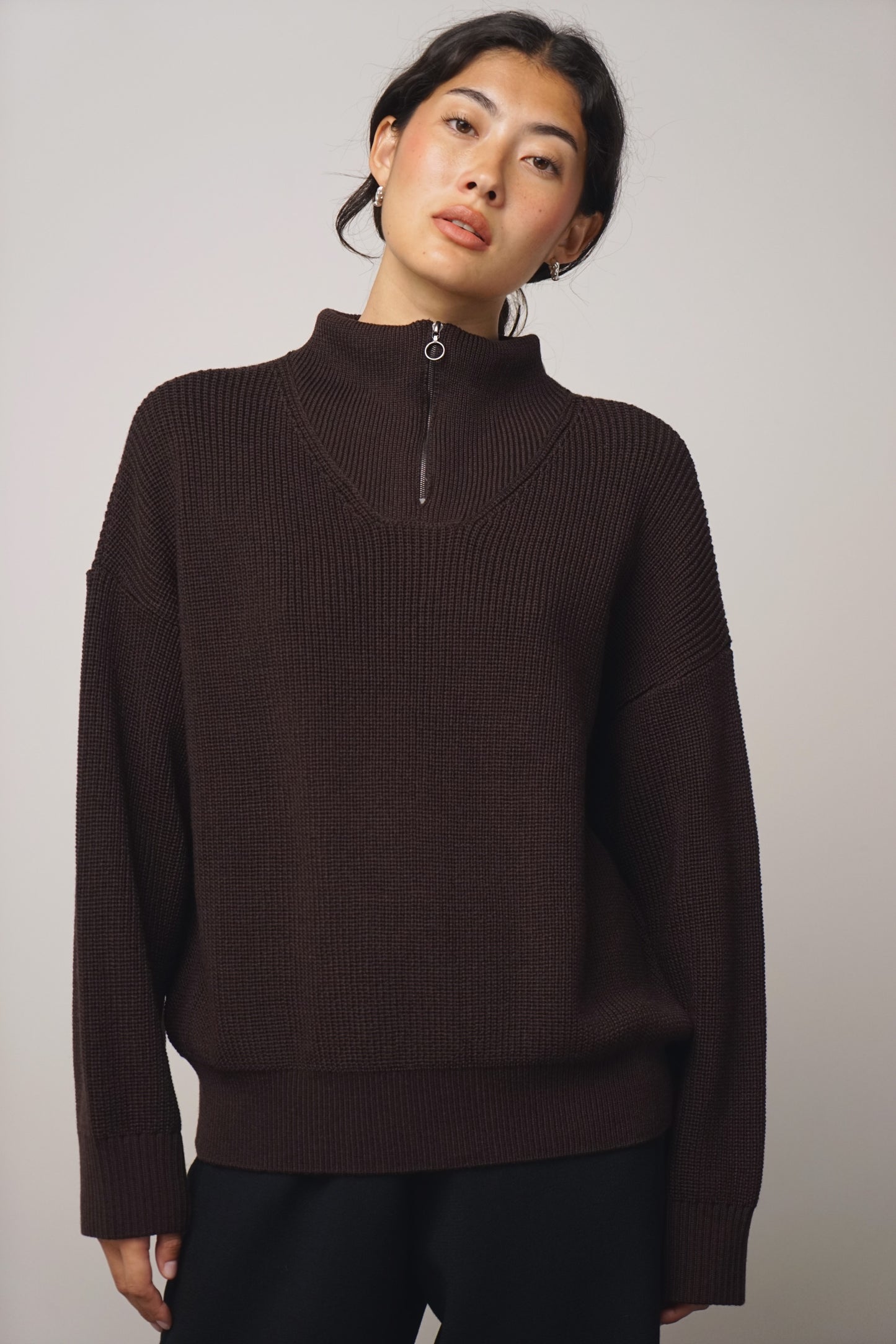 Pullover zip | cacao (1 Stk verfügbar)
