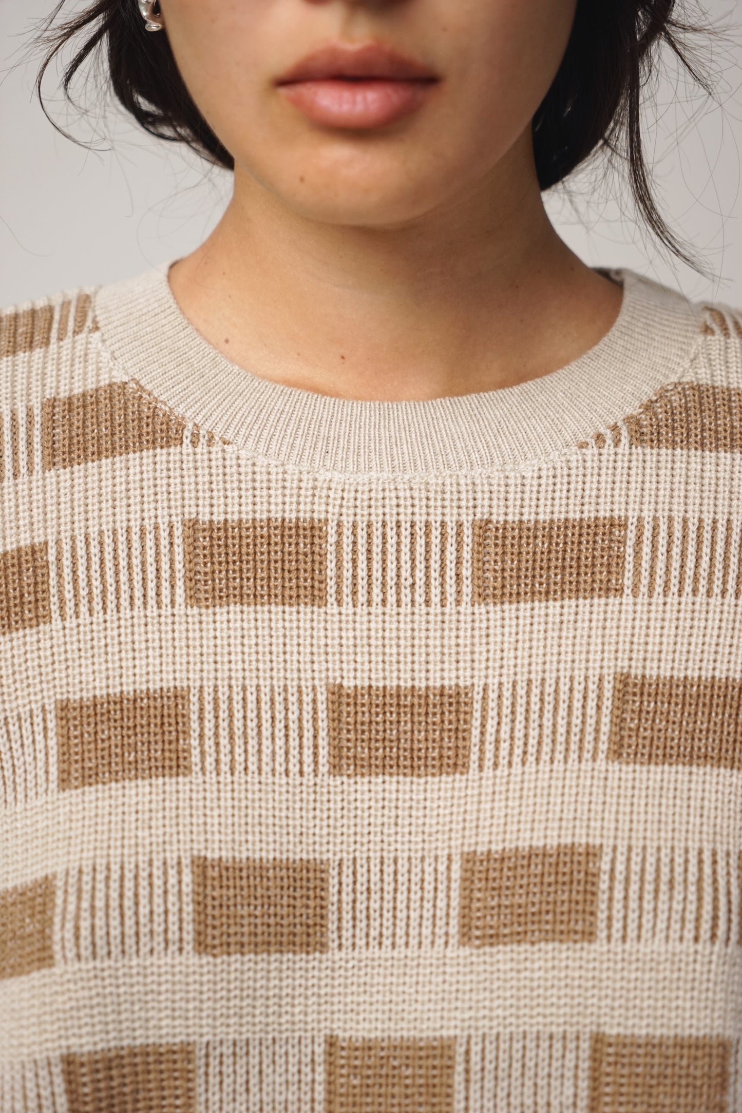 Pullover check | beige-camel