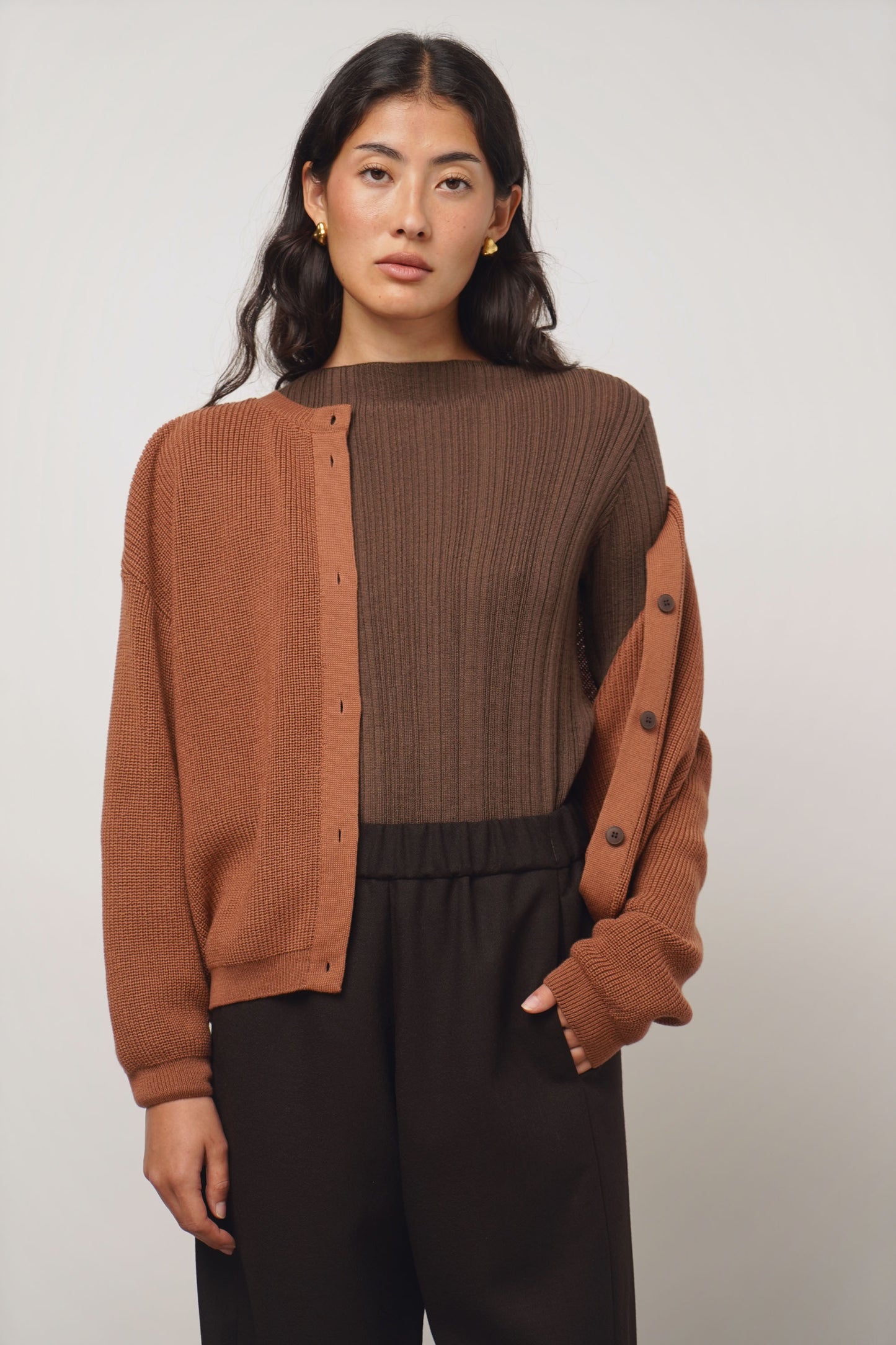 Cardigan reversible | terracotta