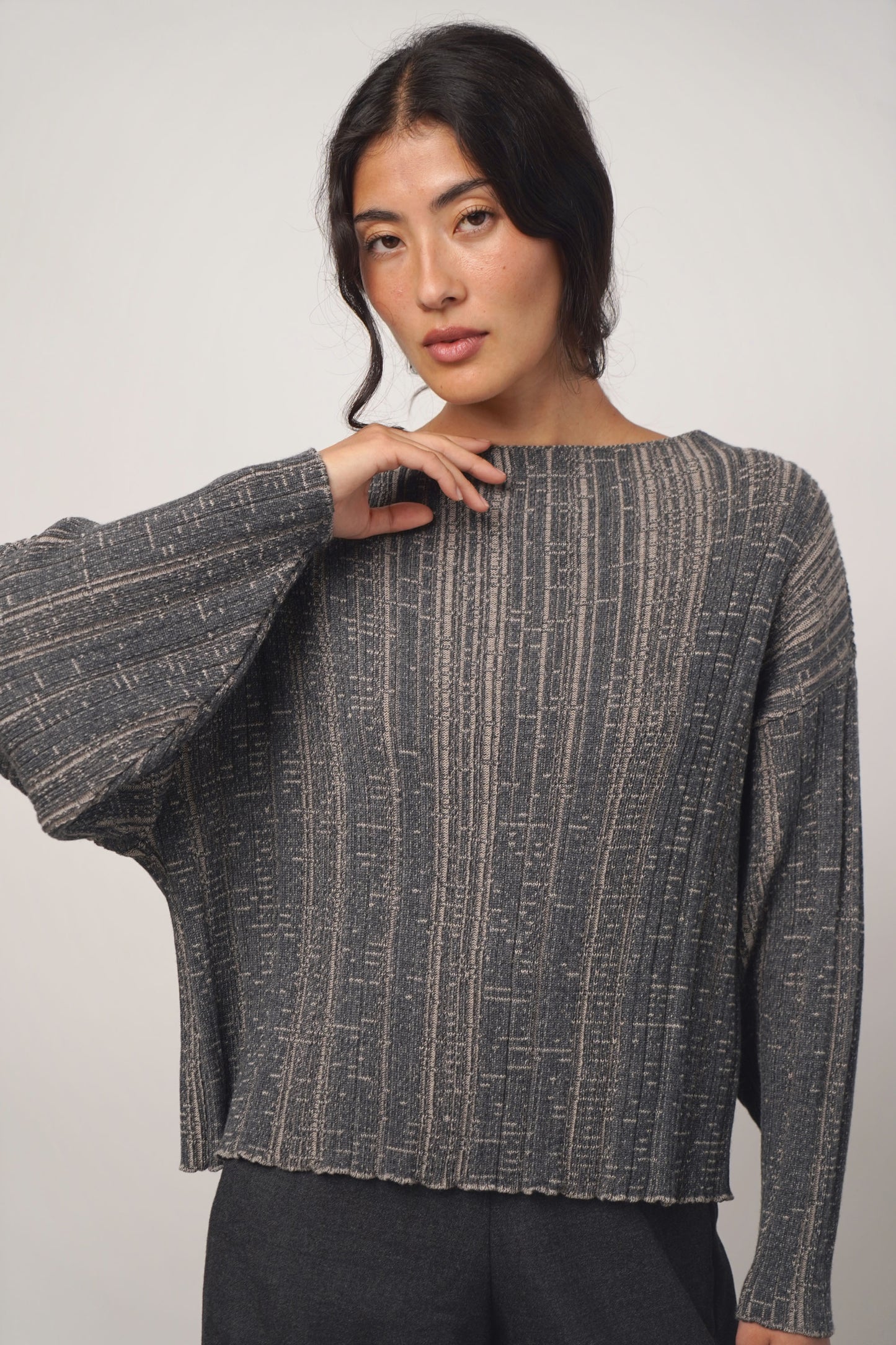 Pullover pleats | anthra-beige