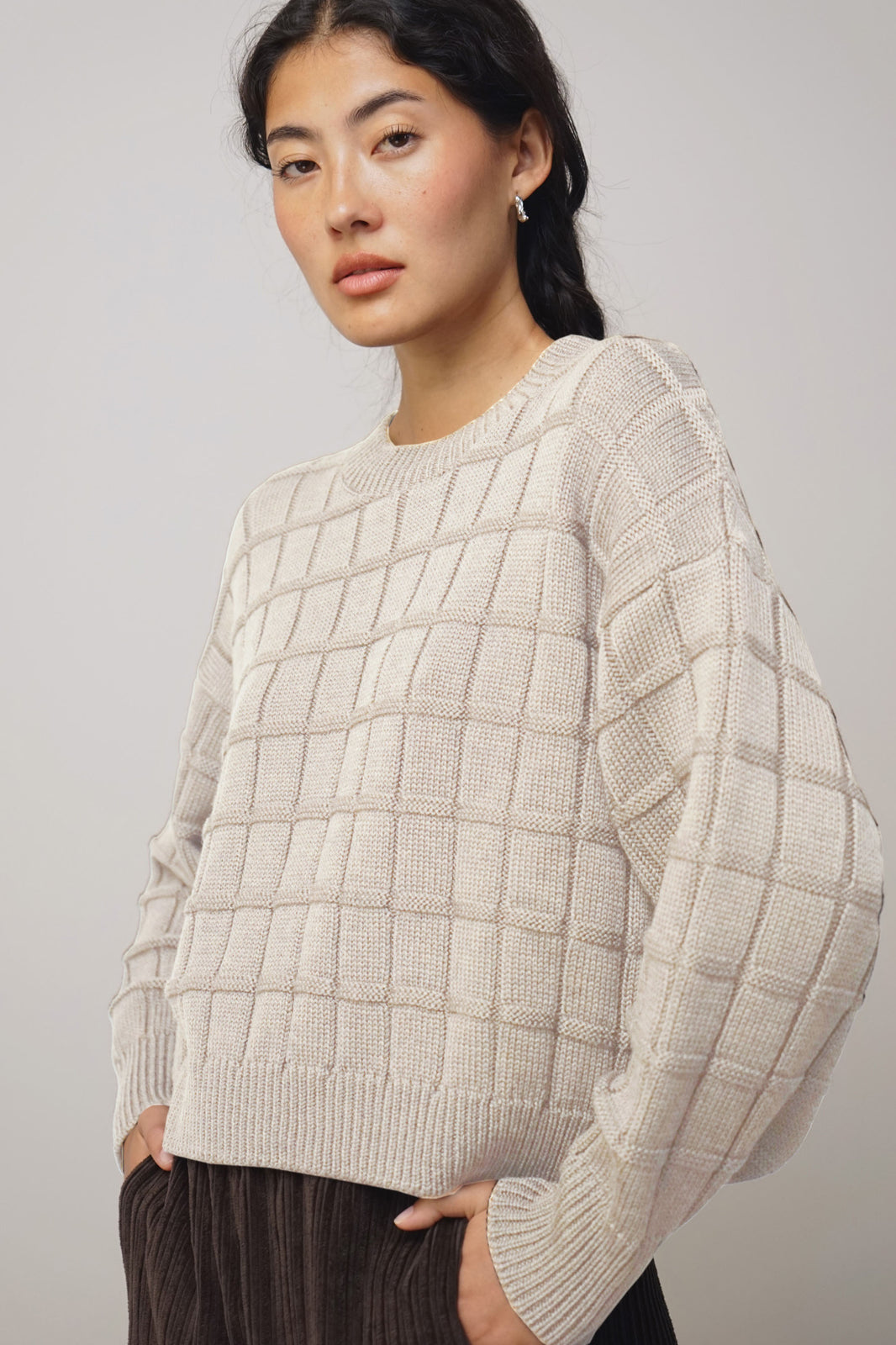 Pullover check | almond