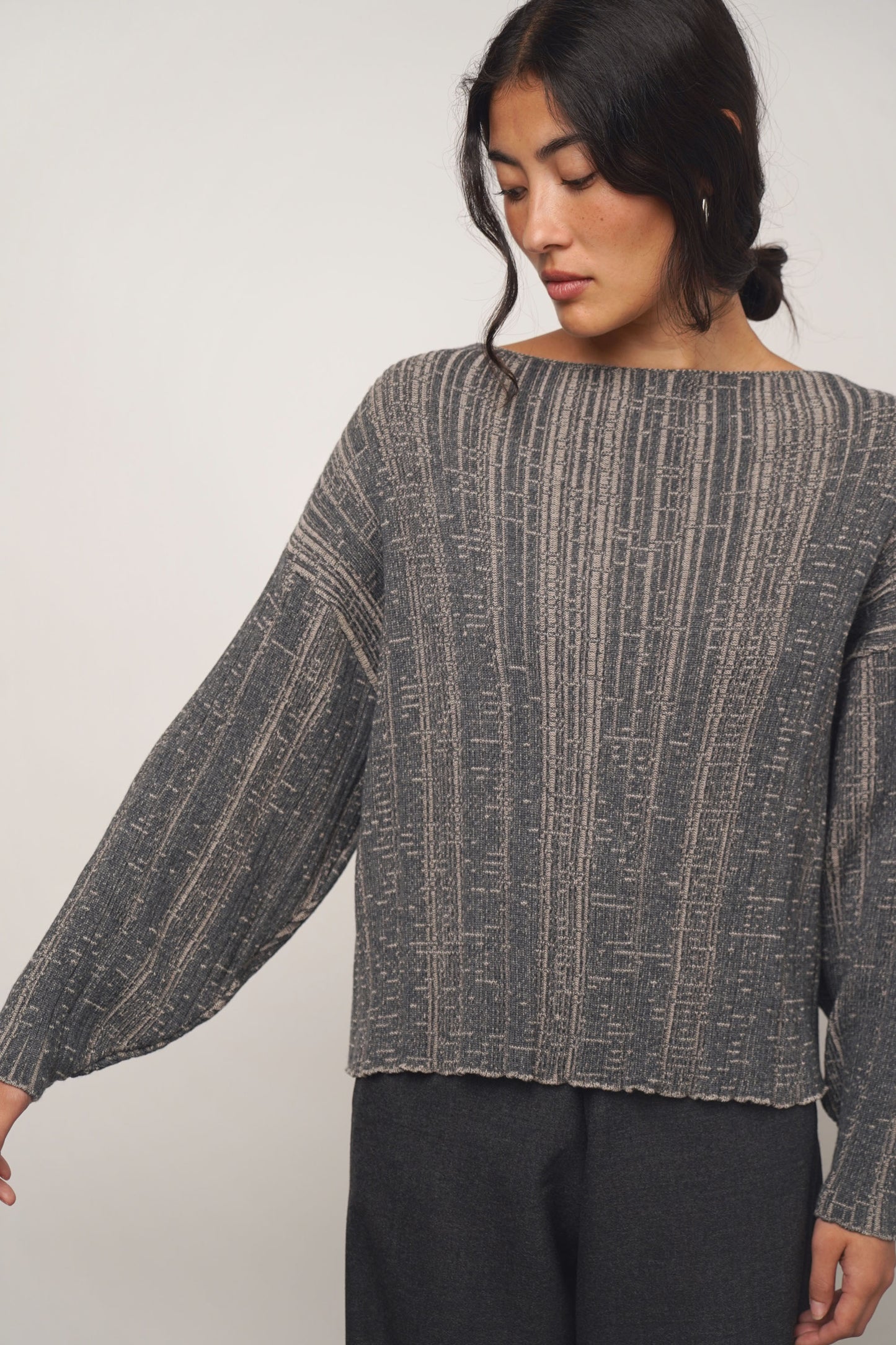 Pullover pleats | anthra-beige