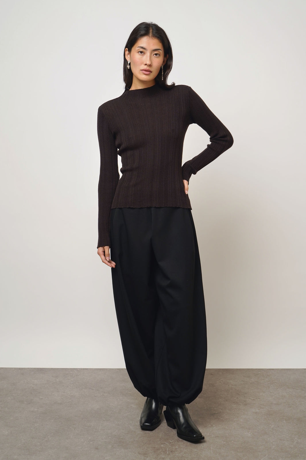 Pullover fine pleats | espresso