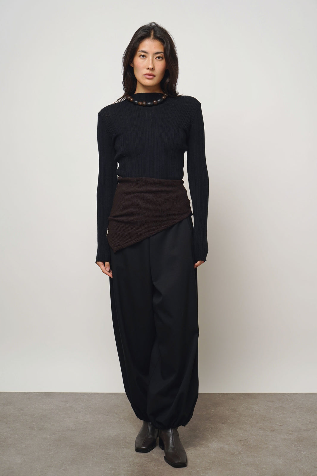 Pullover fine pleats | black