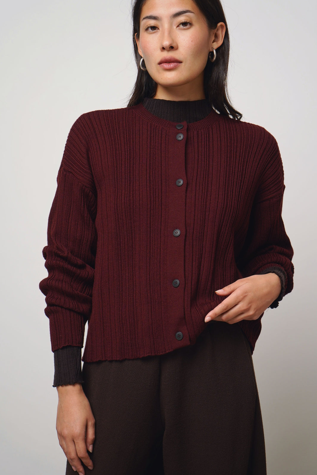 Cardigan pleats| burgundy