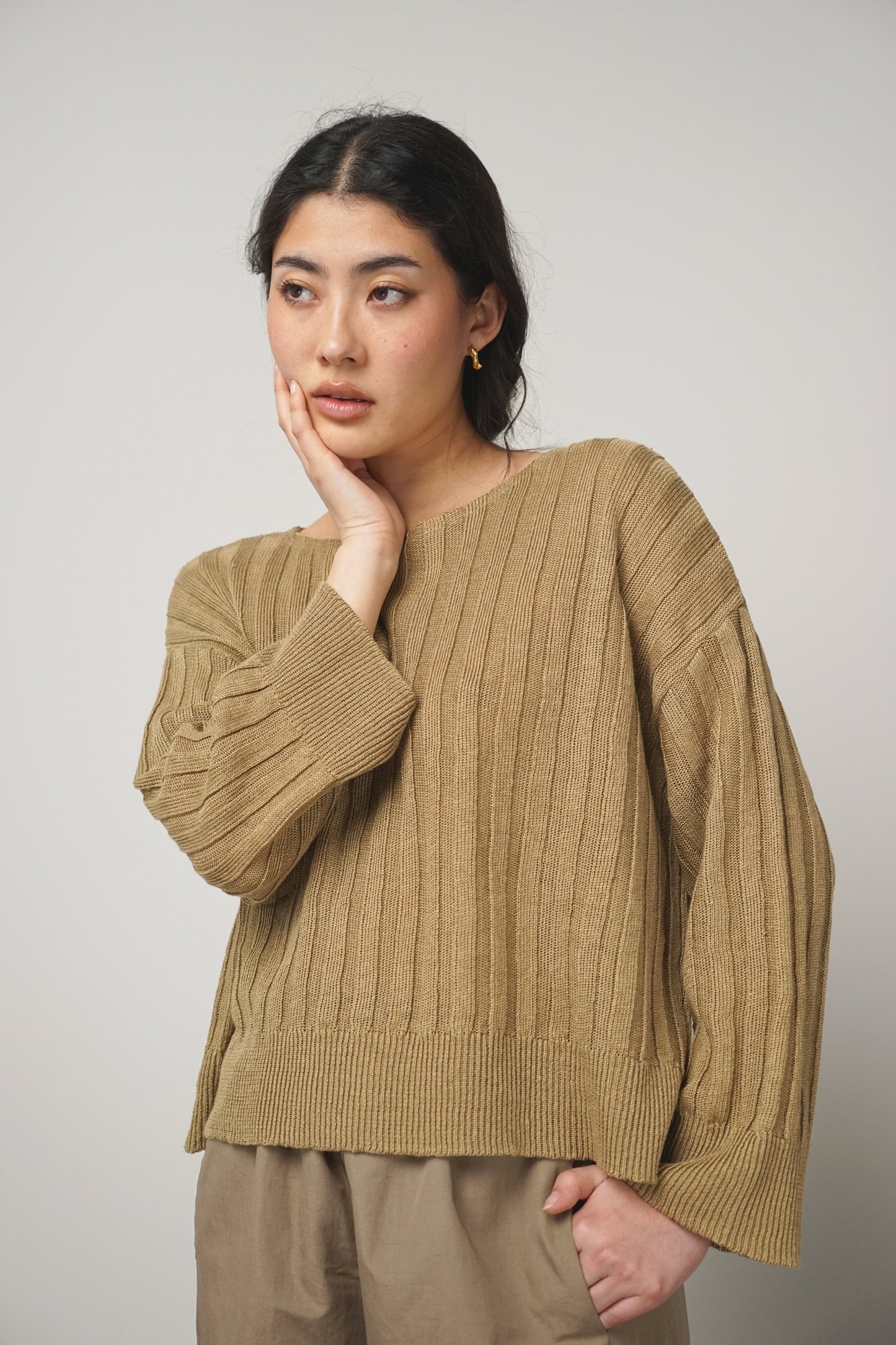 Pullover linen | camel